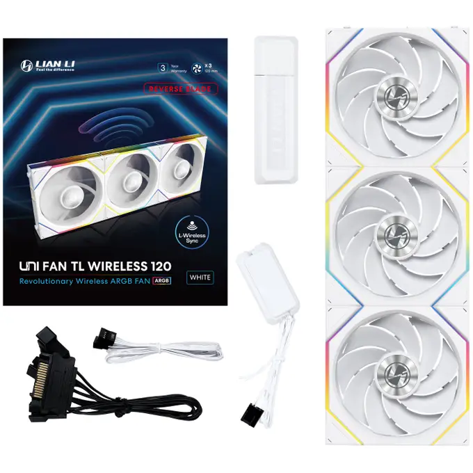 فن کیس لیان لی UNI FAN TL 120  Wireless white بسته 3 عددی